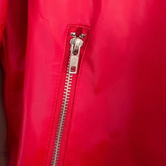 LEARSI red vintage PVC faux leather bomber jacket women’s sz M lightweight EUC - Picture 5 of 15